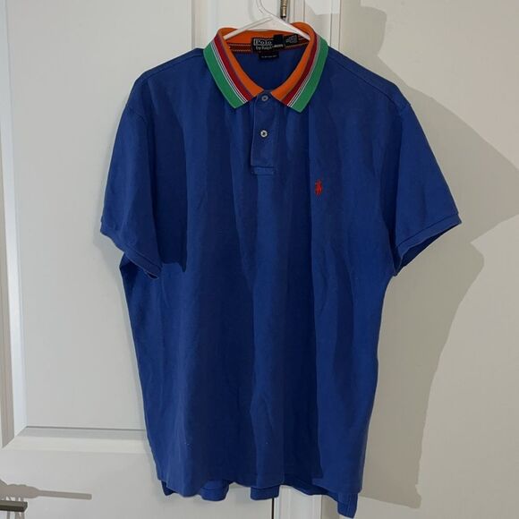 Vintage Polo Ralph Lauren Rainbow Collar Shirt XL Custom Fit Golf Tennis Pony - Picture 2 of 4
